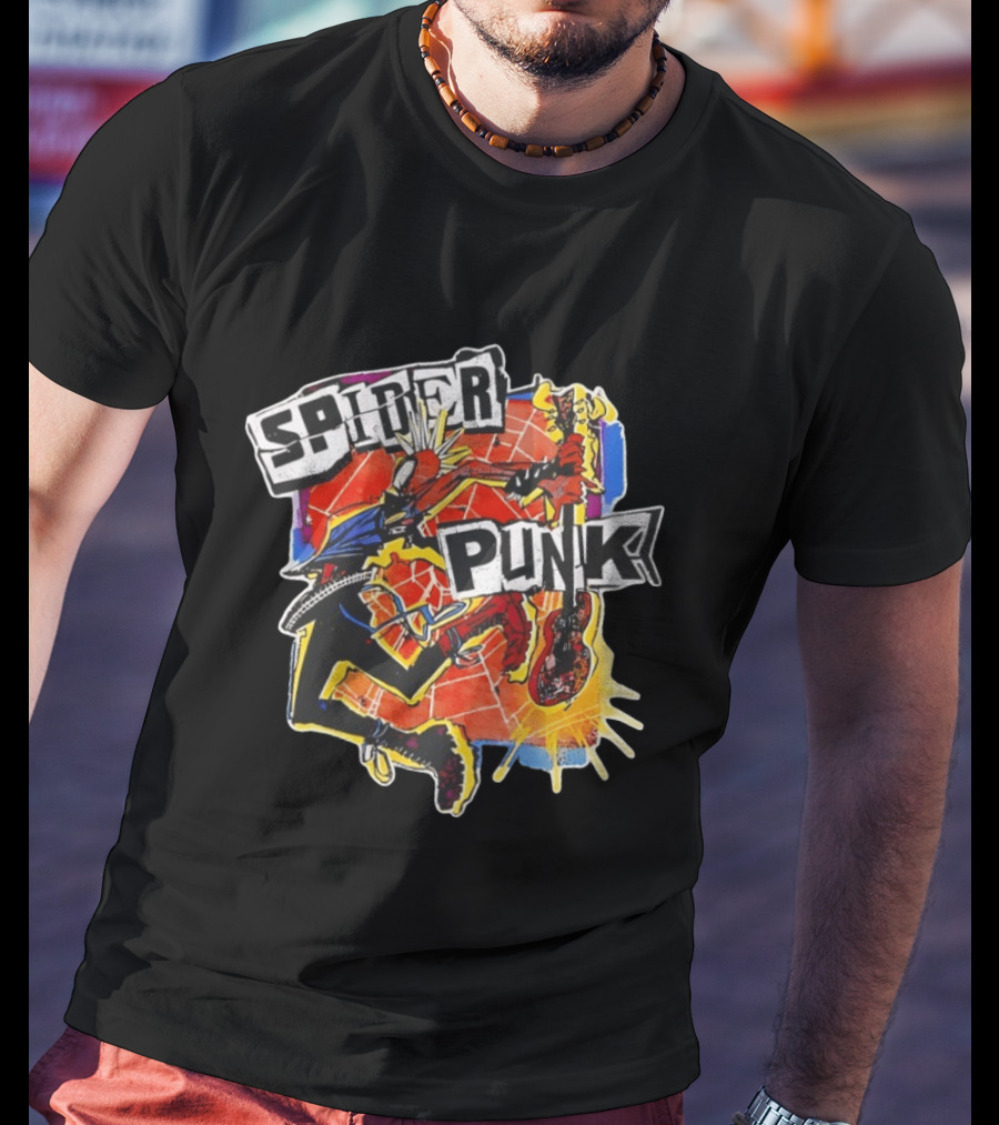 Spider Punk Guitar Hero Rebellion Web Burst T-Shirt