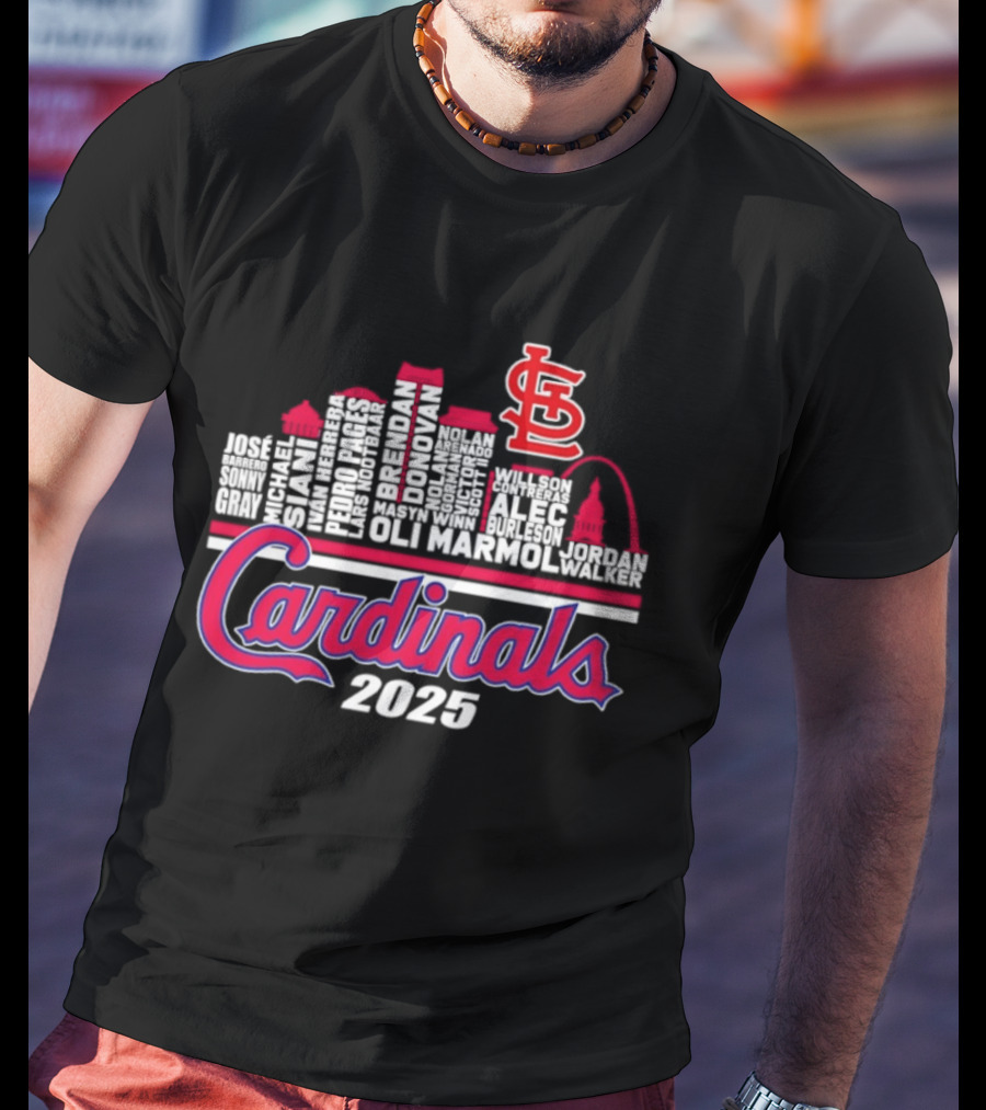 St Louis Cardinals Player Names City Skyline 2025 T-Shirt