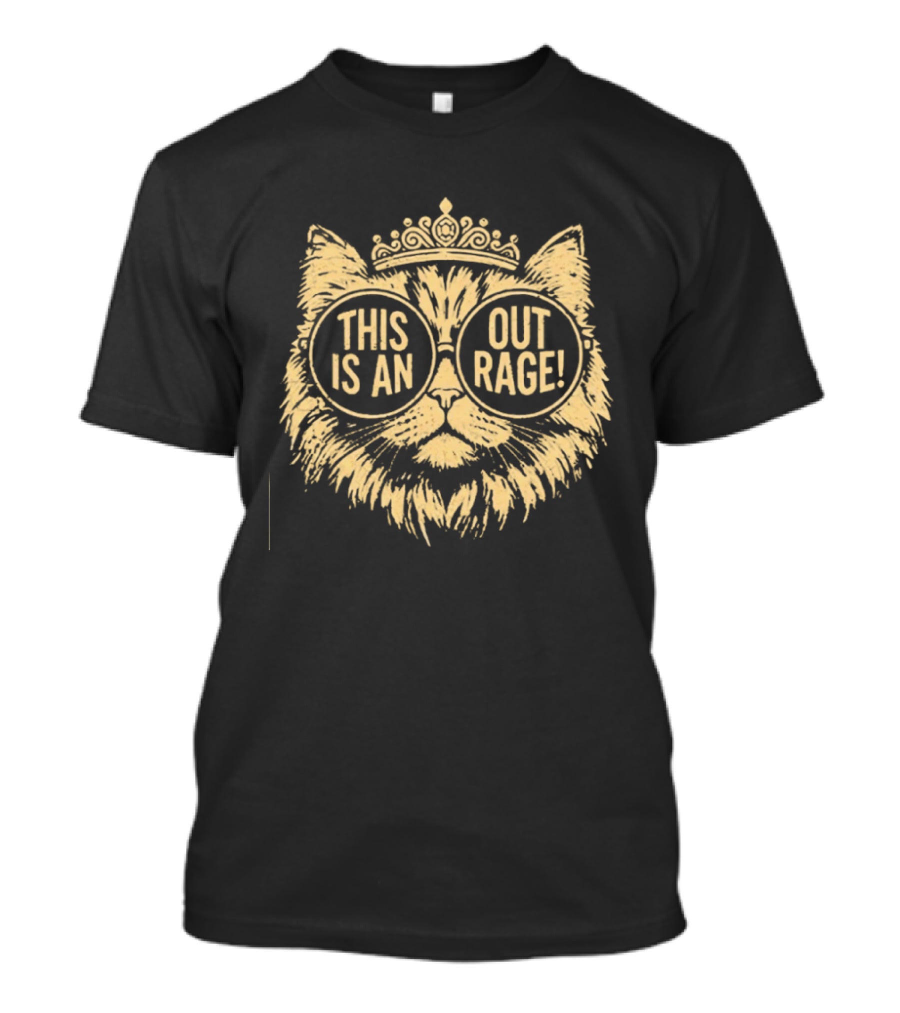 This Is An Outrage Cat With Glasses Wearing Crown T-Shirt