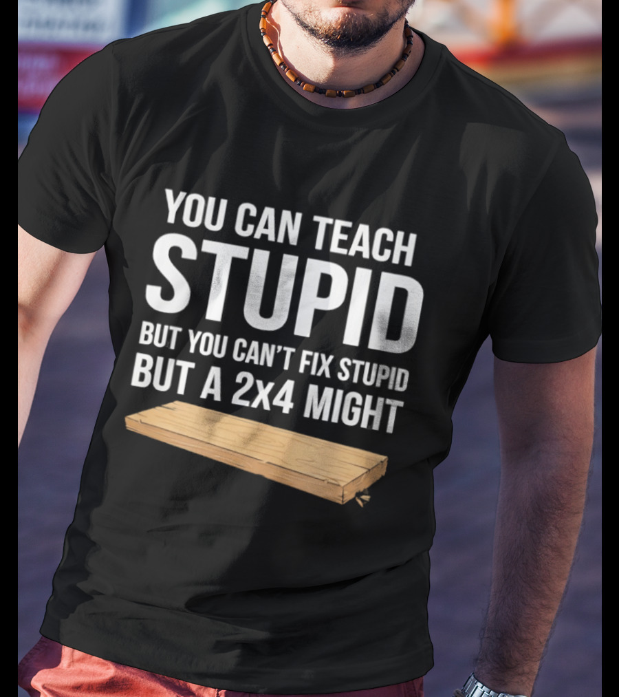 You Can Teach Stupid But You Can't Fix Stupid But A 2x4 Might T-Shirt