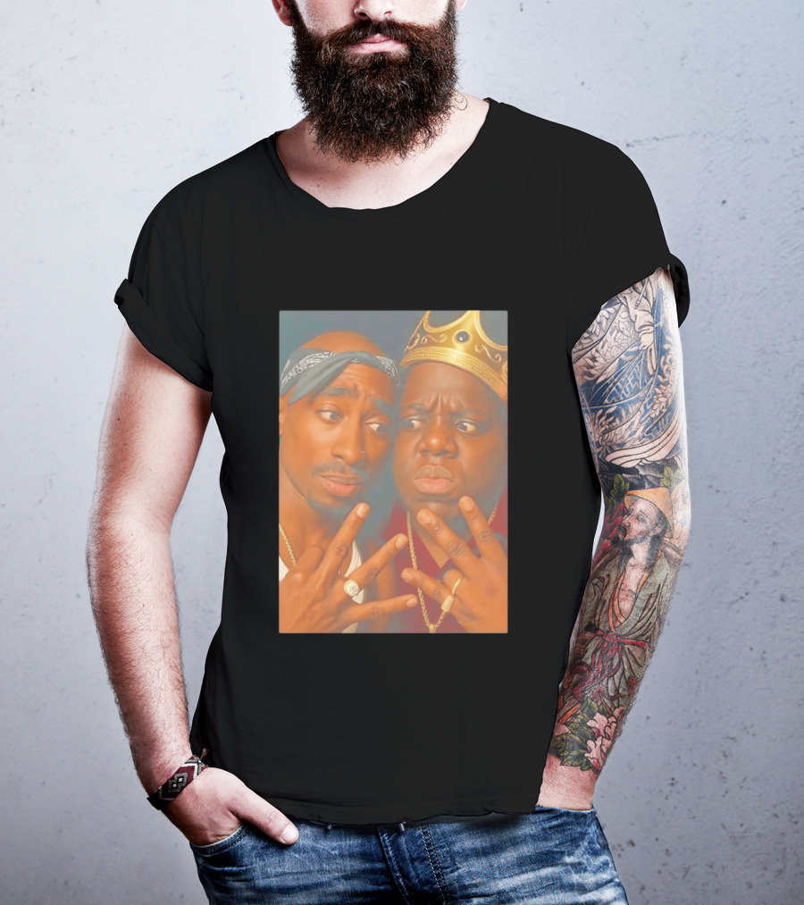 2Pac Biggie Smalls Meme With Bandana And Crown T-Shirt
