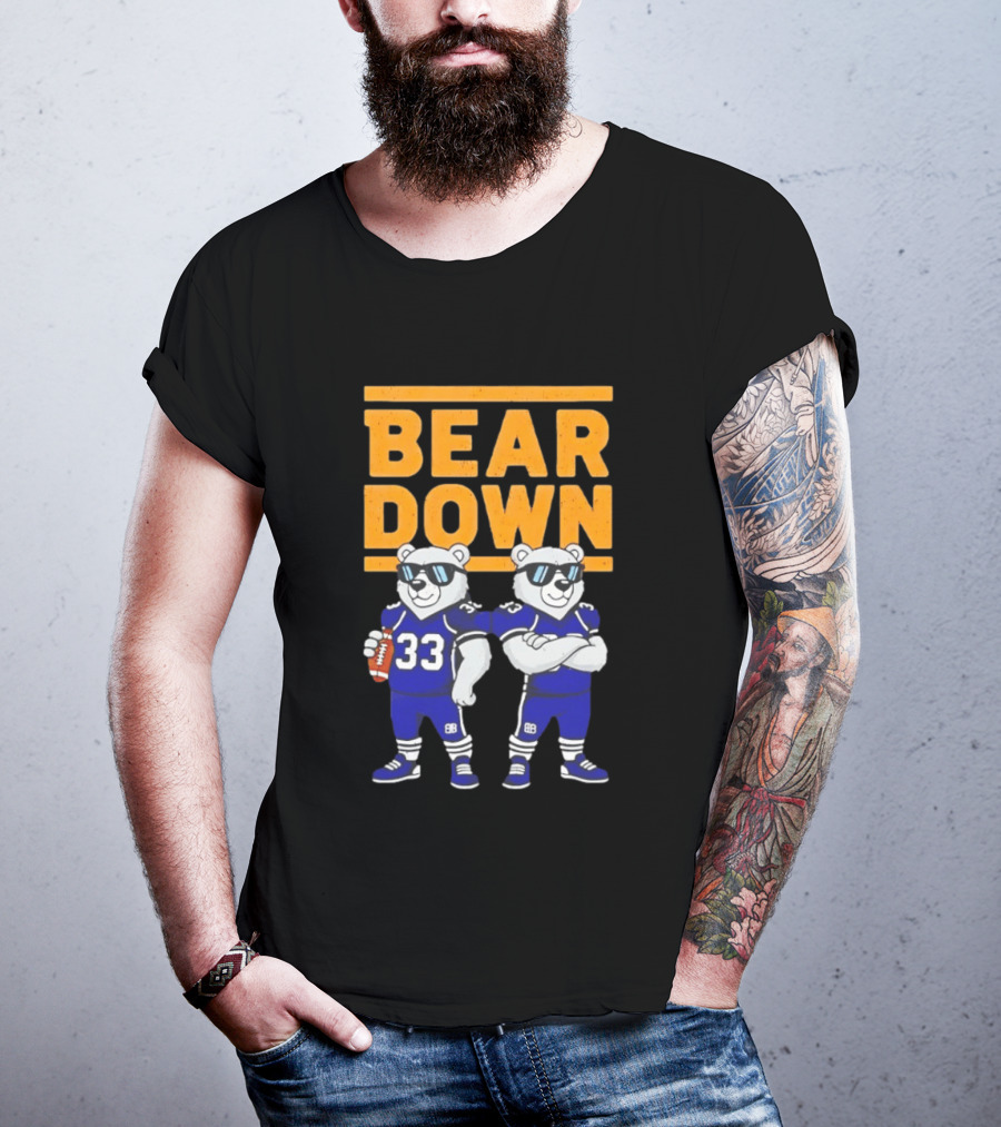 Bear Down Chicago Bears Football Cool Polar Bears Wearing Sunglasses T-Shirt