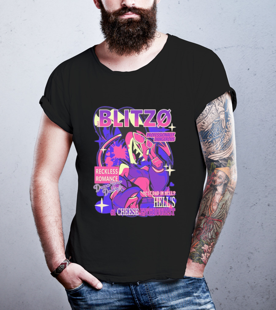 BLITZØ Professionally Dangerous Reckless Romance Dream Horse Dentist Hell's #1 Cheese T-Shirt