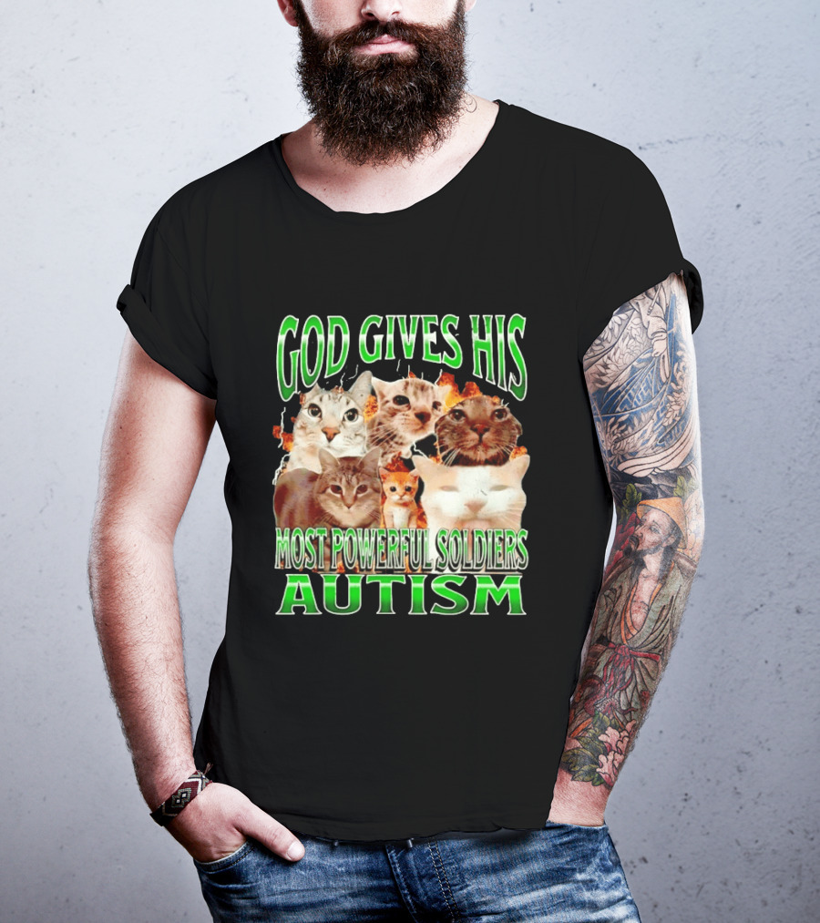 God Gives His Most Powerful Soldiers Autism Cats T-Shirt