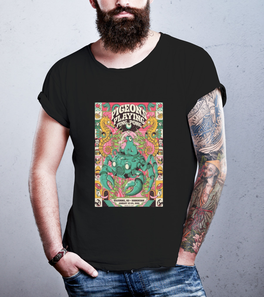 Pigeons Playing Ping Pong Baltimore MD Soundstage January 23 24 2026 Robot Octopus T-Shirt