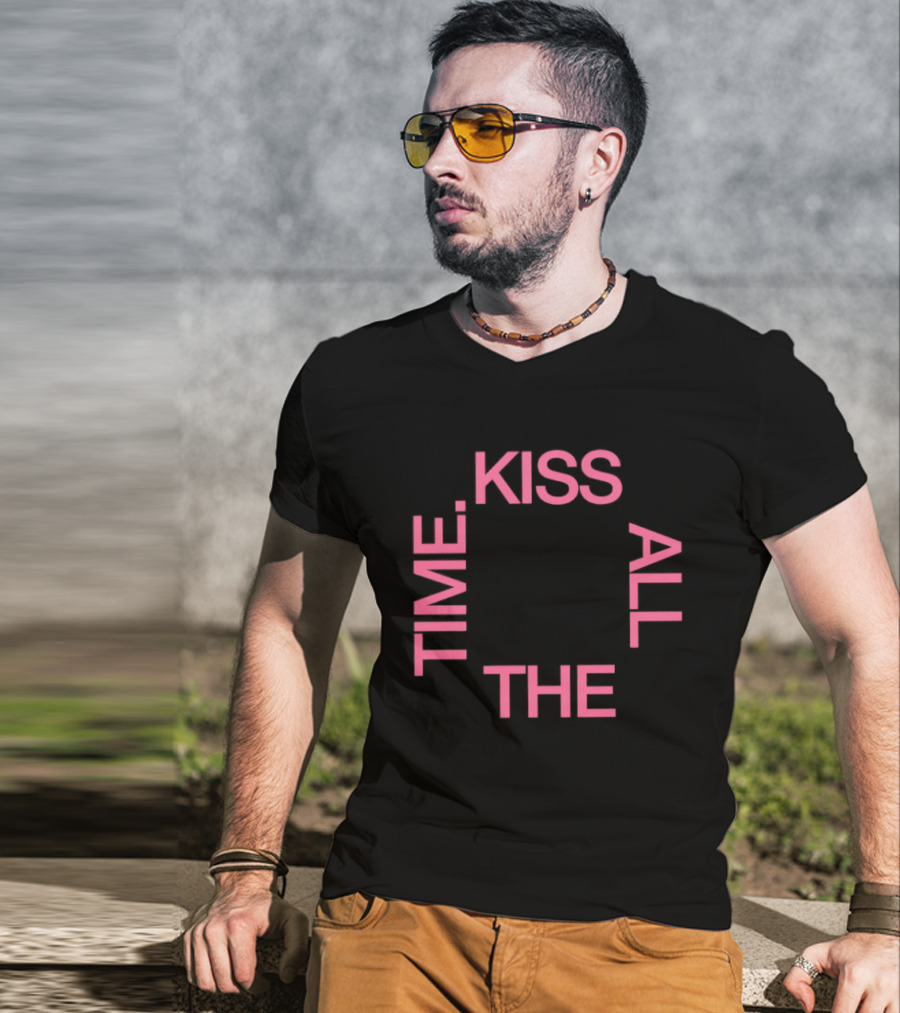 Kiss All The Time Text Circle T-Shirt