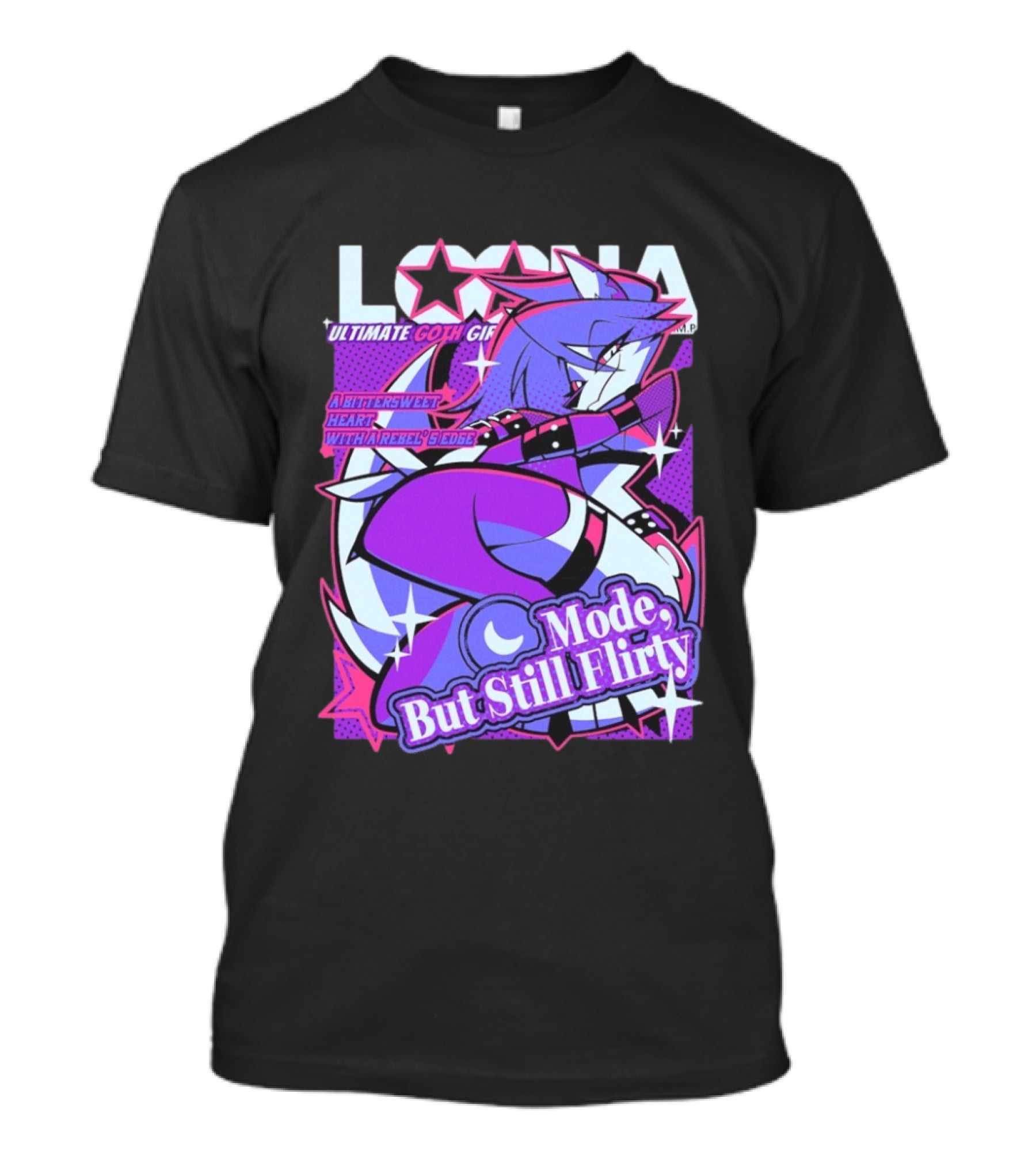 Loona Ultimate Goth Girl Mode But Still Flirty Helluva Boss A Bittersweet Heart With Rebel Edge T-Shirt
