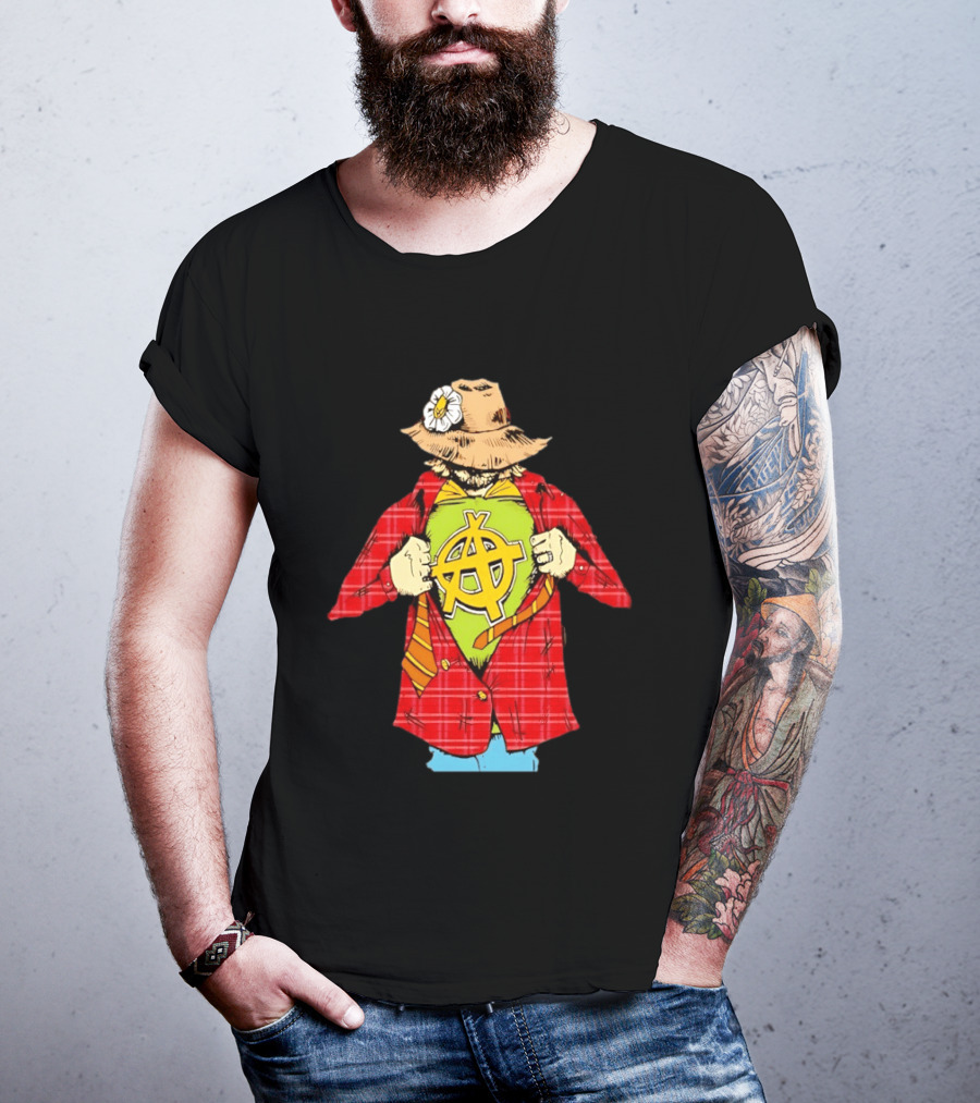 Scarecrow Anarchy Symbol With Plaid Jacket And Straw Hat T-Shirt