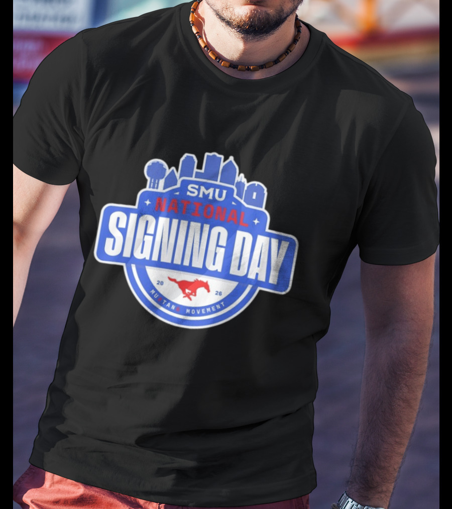 SMU Mustangs National Signing Day Mustang Movement 2026 Skyline T-Shirt