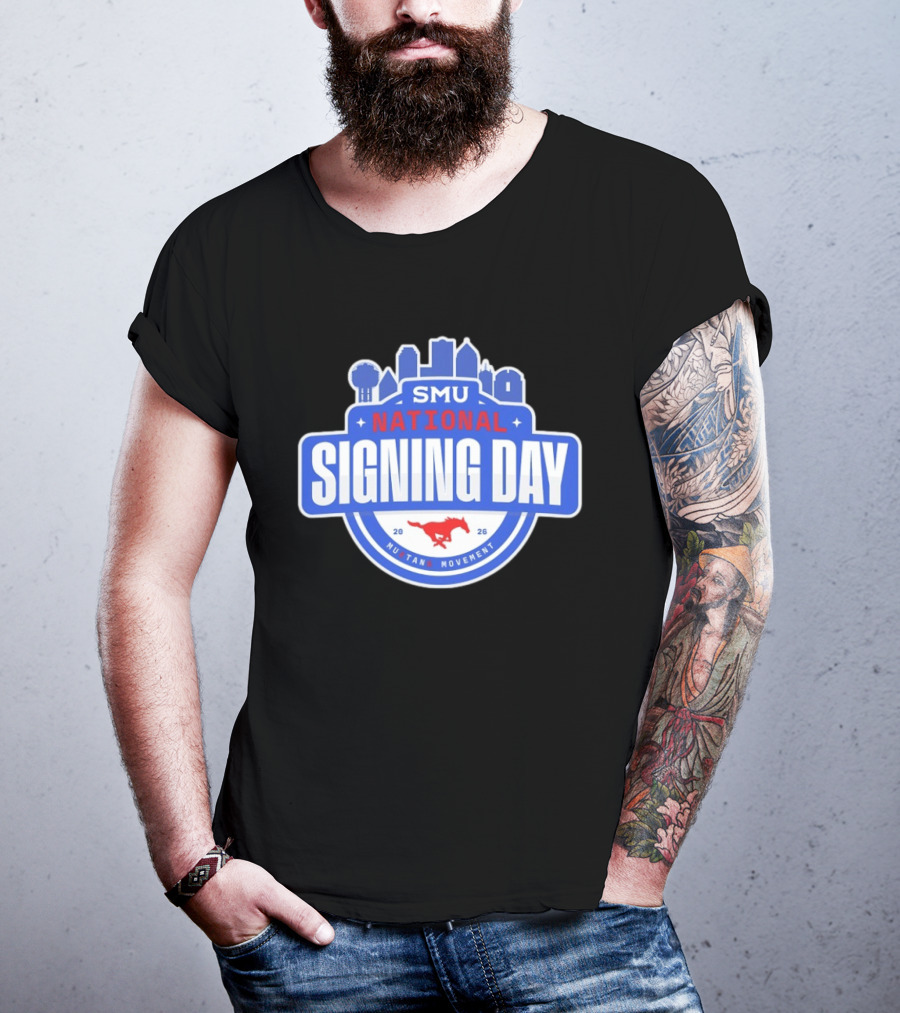 SMU Mustangs National Signing Day Mustang Movement 2026 Skyline T-Shirt