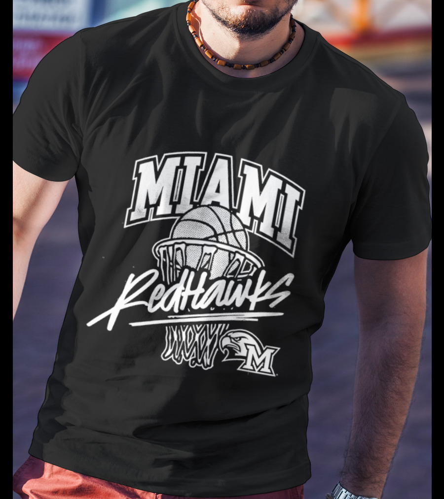 Miami RedHawks Basketball Hoop And Ball T-Shirt
