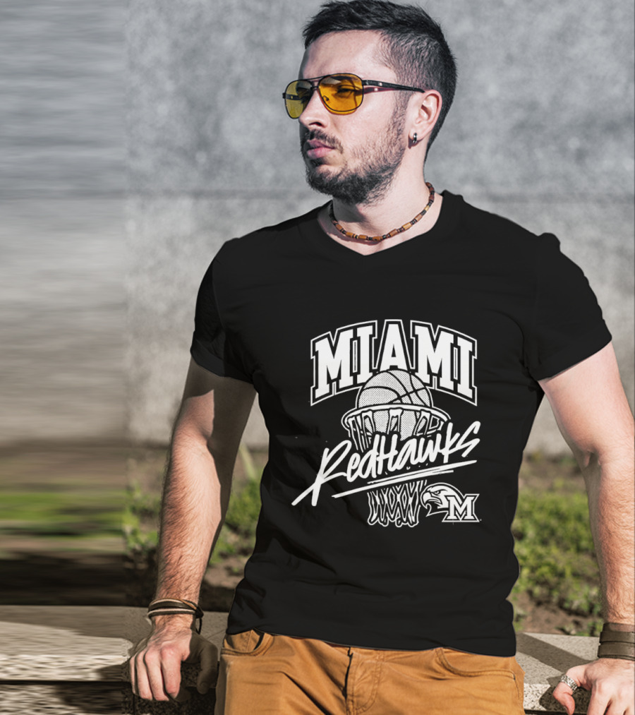 Miami RedHawks Basketball Hoop And Ball T-Shirt