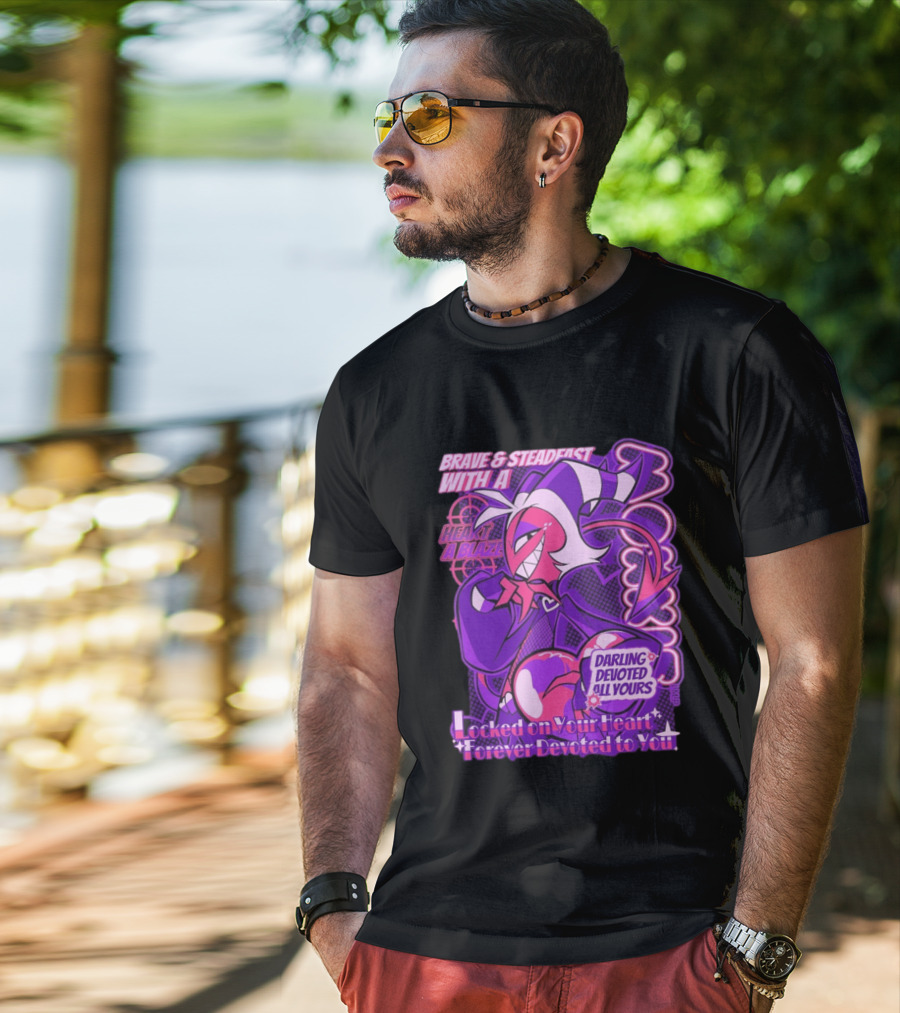 Brave And Steadfast Moxxie With A Heart Ablaze Darling Devoted All Yours Locked On Your Heart Forever Devoted To You T-Shirt