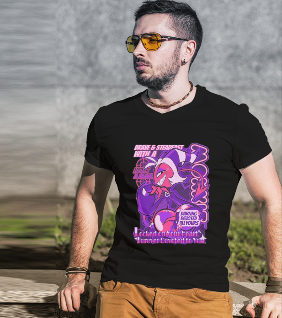 Brave And Steadfast Moxxie With A Heart Ablaze Darling Devoted All Yours Locked On Your Heart Forever Devoted To You T-Shirt