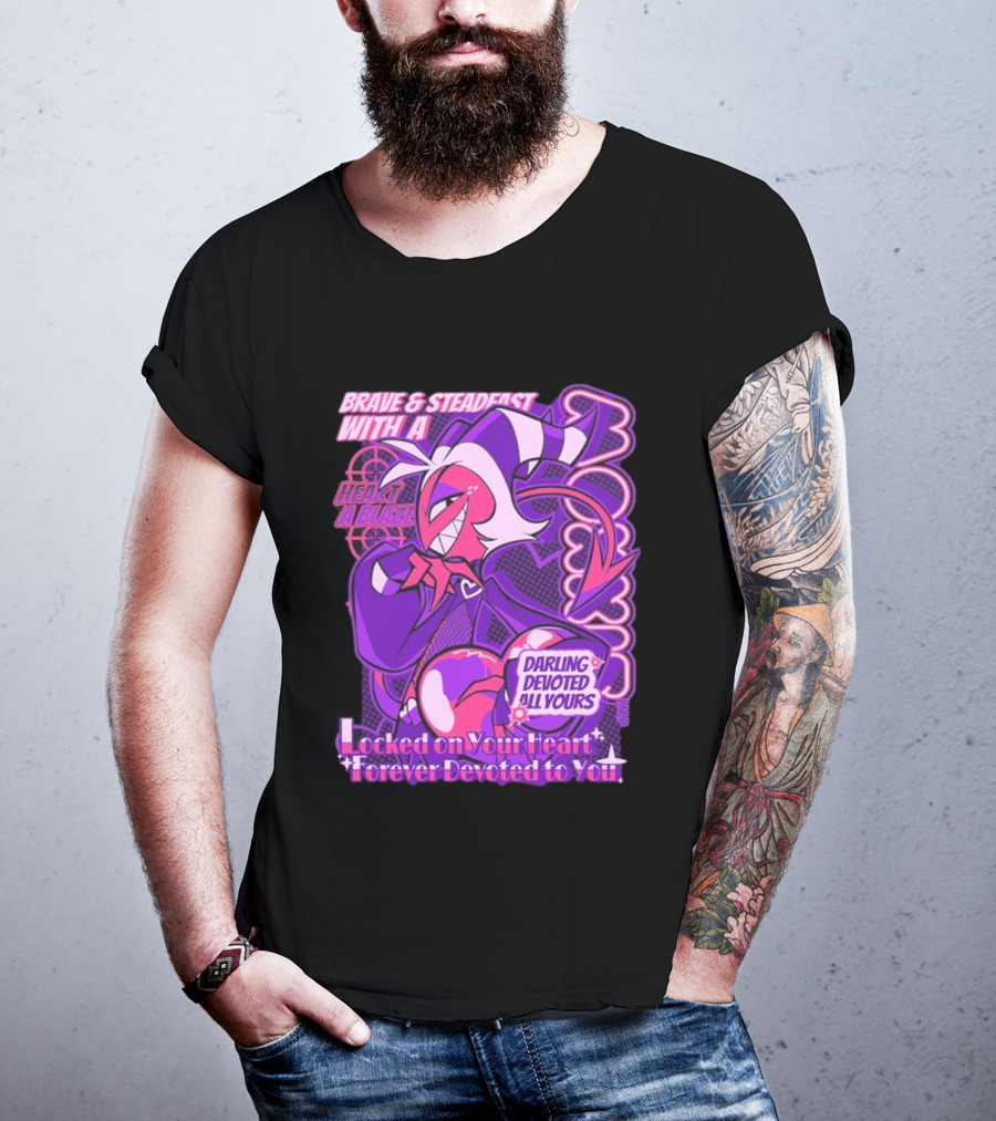 Brave And Steadfast Moxxie With A Heart Ablaze Darling Devoted All Yours Locked On Your Heart Forever Devoted To You T-Shirt
