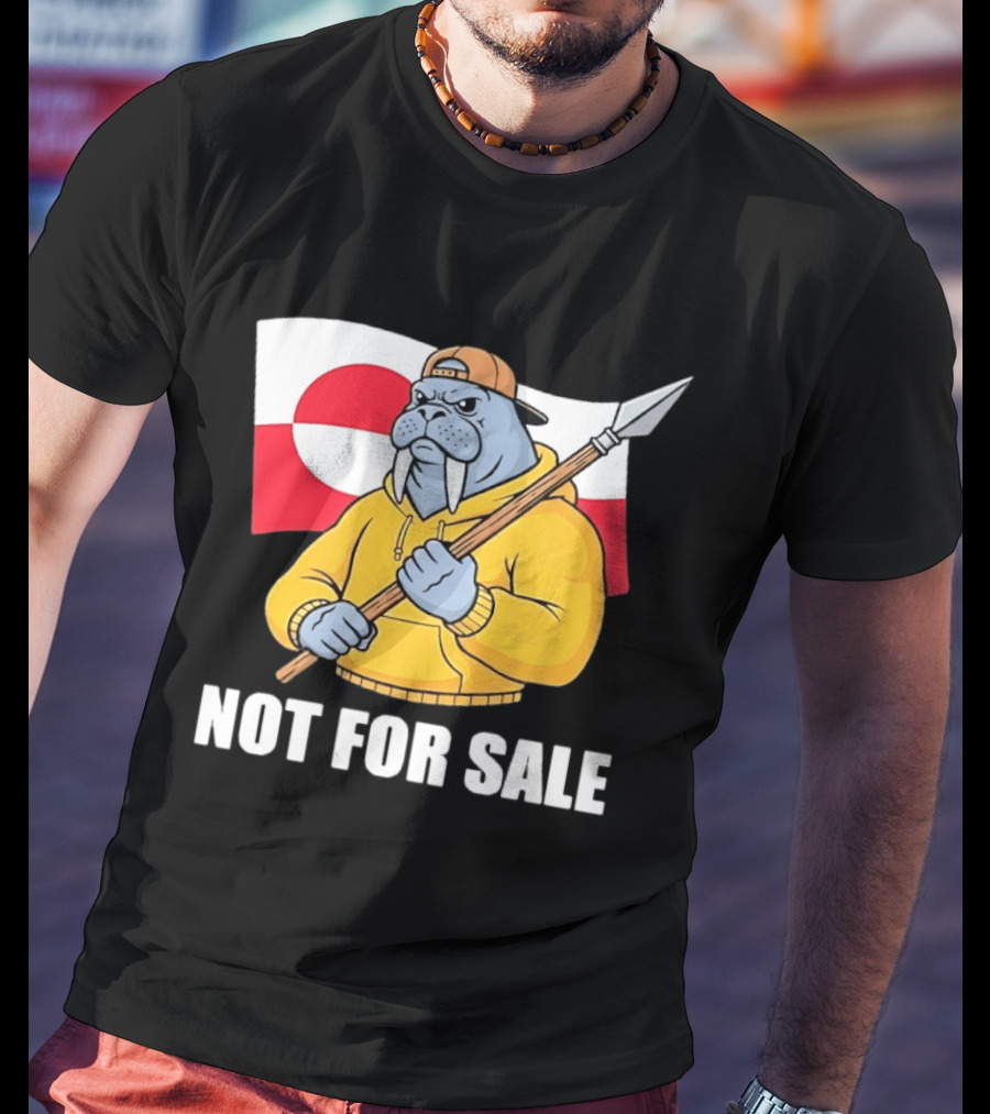 Walrus Holding Spear Greenland Flag Not For Sale T-Shirt