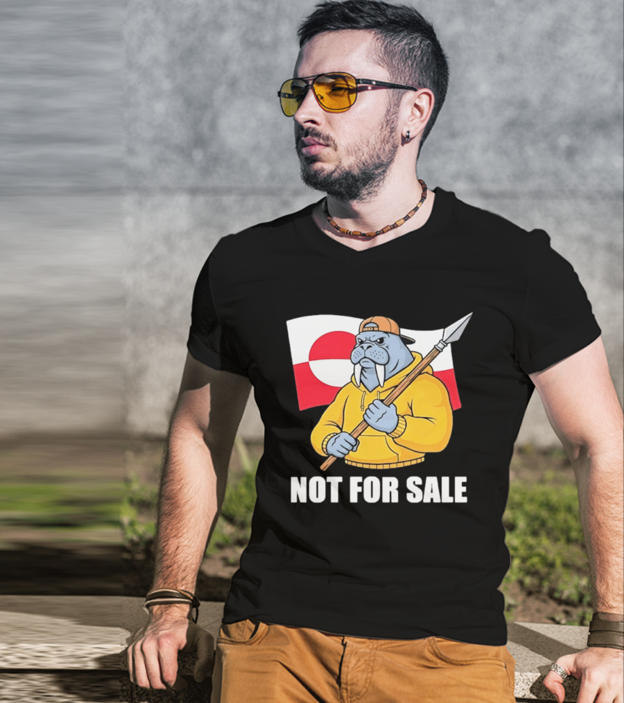 Walrus Holding Spear Greenland Flag Not For Sale T-Shirt