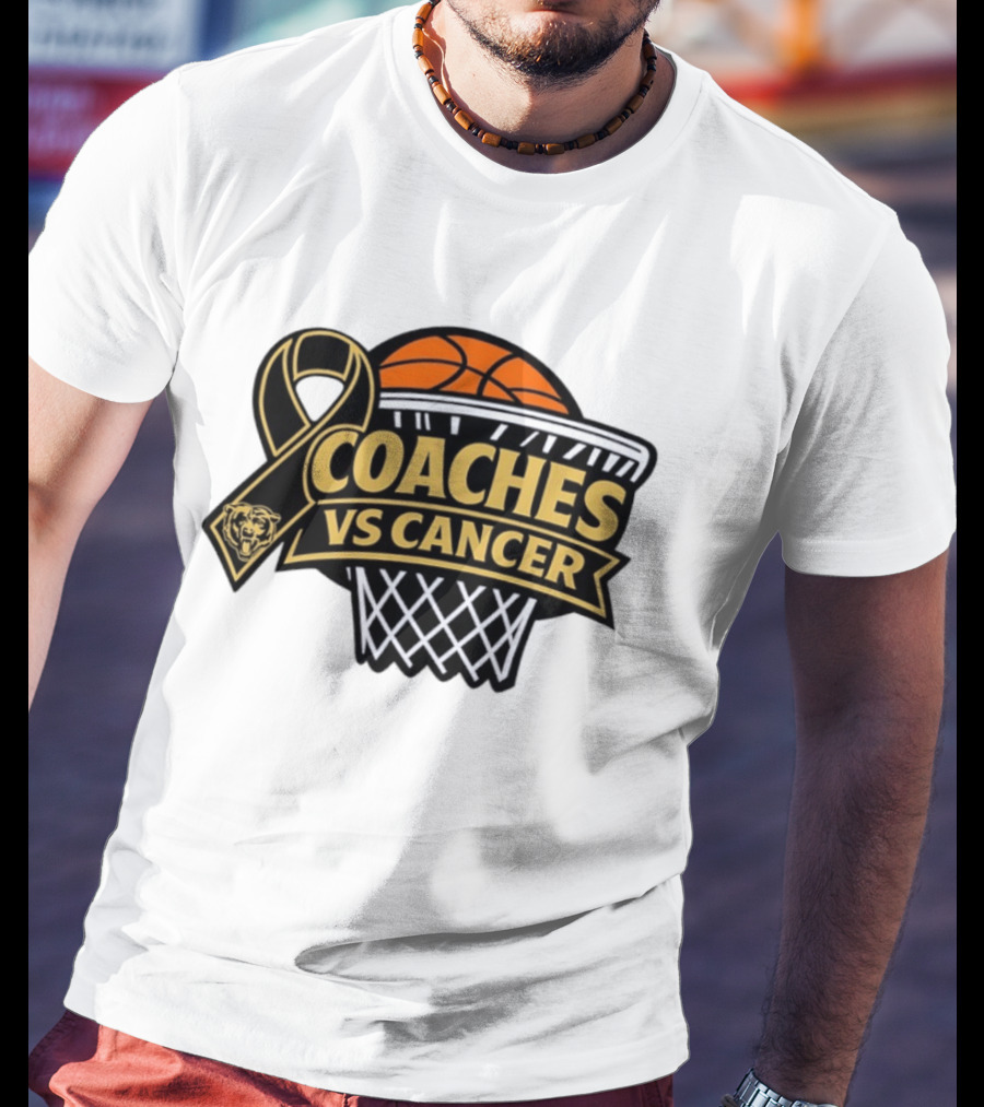 Coaches Vs Cancer Chicago Bears Basketball Ribbon Collaboration T-Shirt