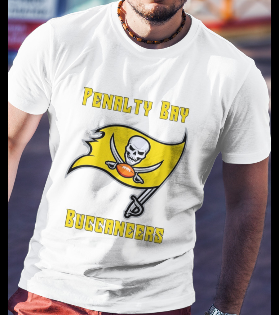Penalty Bay Buccaneers Yellow Flag Football Skull Swords T-Shirt