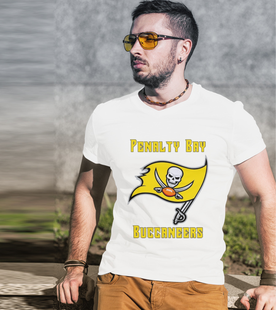 Penalty Bay Buccaneers Yellow Flag Football Skull Swords T-Shirt