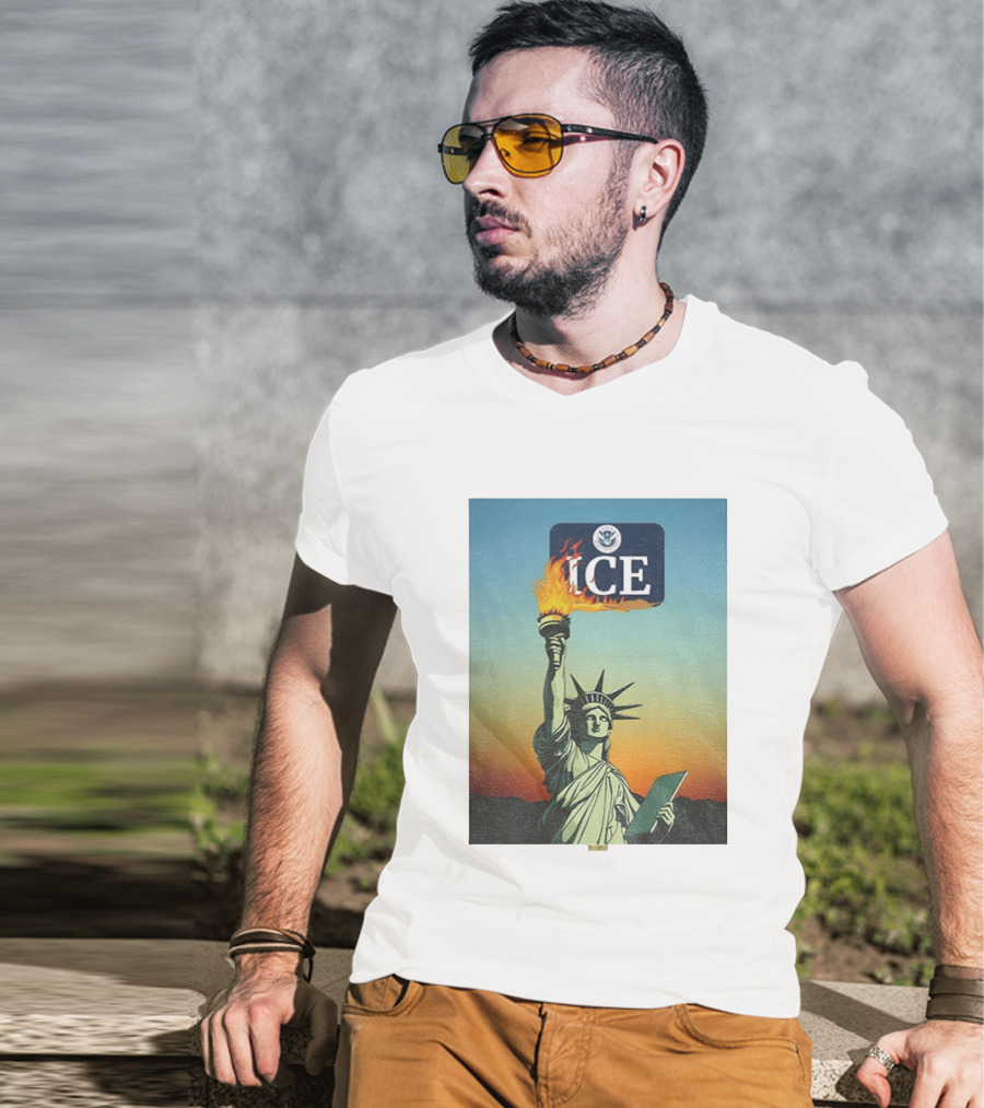 Statue Of Liberty Abolish ICE Protest Lady Liberty Anti Fascist Rally T-Shirt