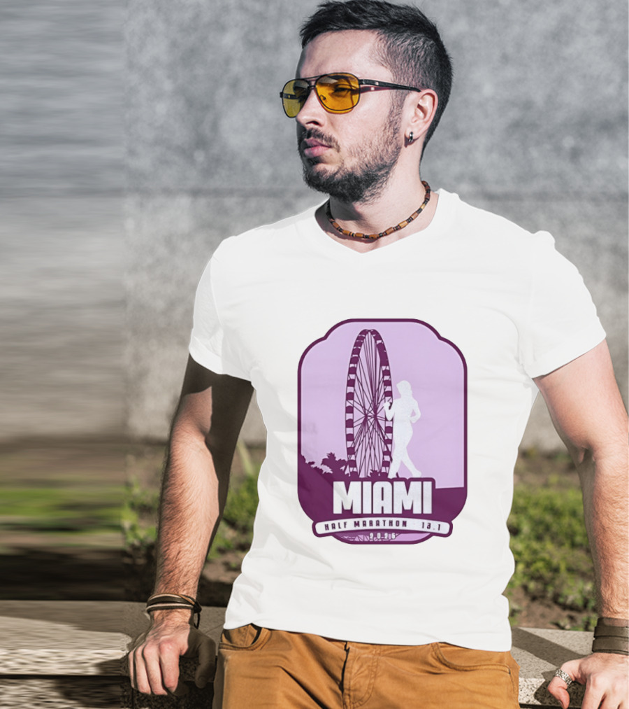 MIAMI Half Marathon 13.1 February 2 2025 Ferris Wheel T-Shirt