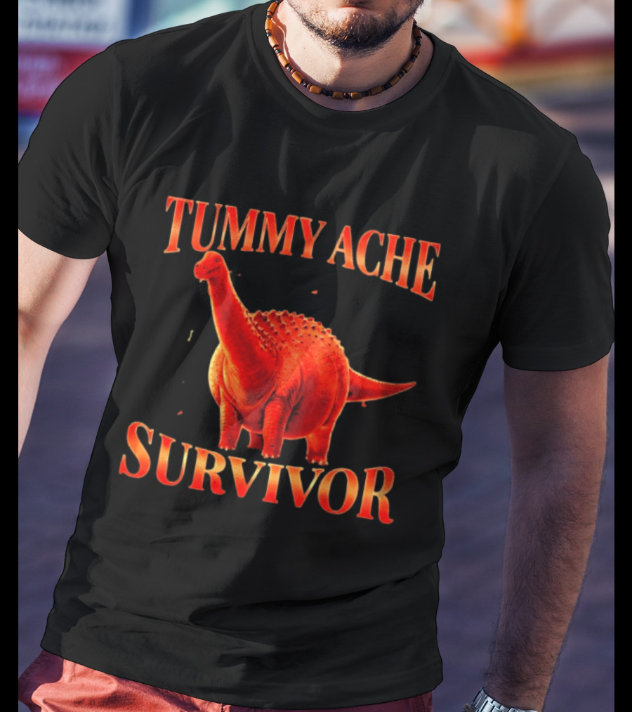 Tummy Ache Survivor Red Apatosaurus T-Shirt