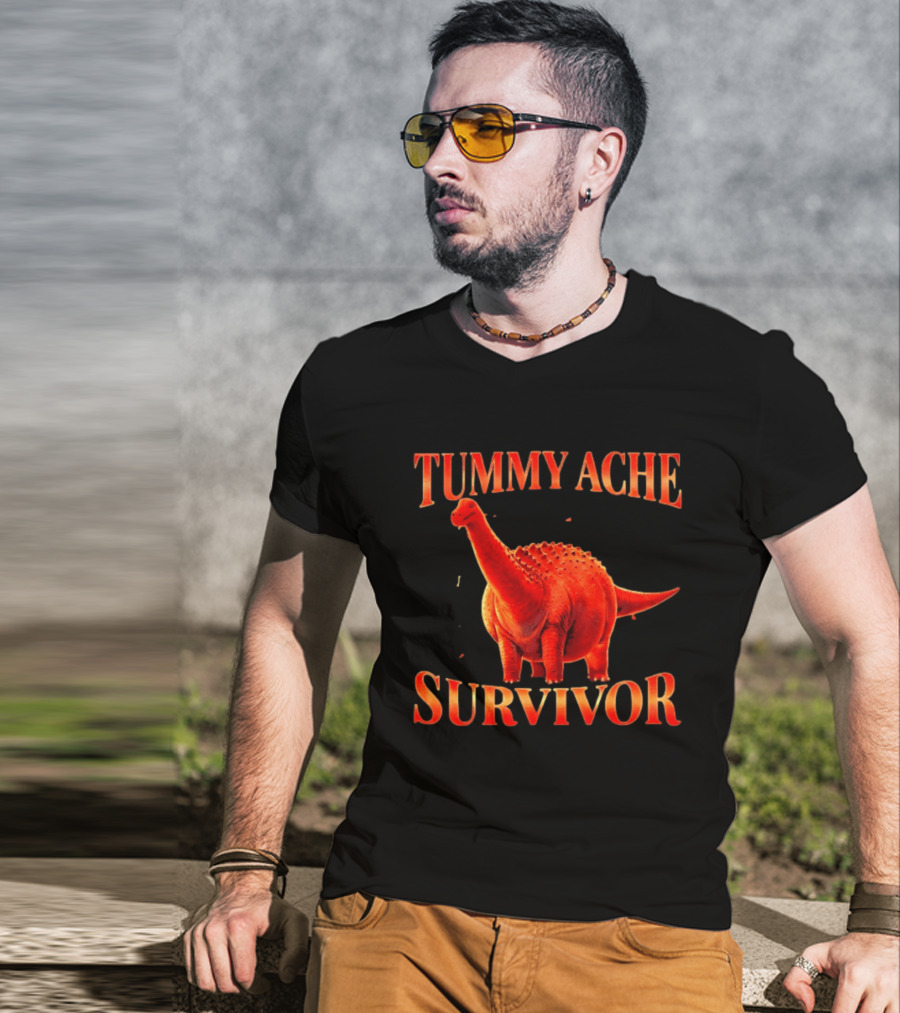 Tummy Ache Survivor Red Apatosaurus T-Shirt