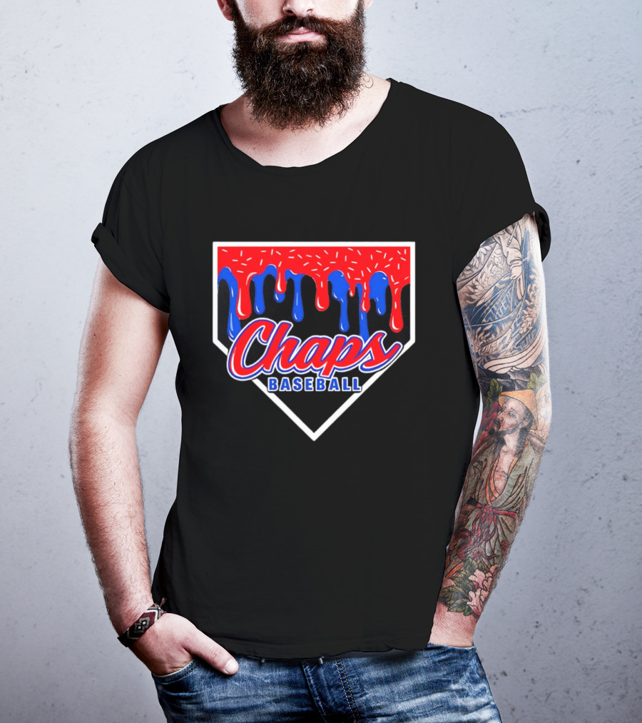Chaps Baseball Blue Red Melting Motif T-Shirt