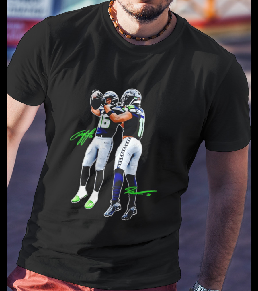 Tyler Lockett Jaxon Smith Njigba Seattle Seahawks Signatures NFC Football T-Shirt