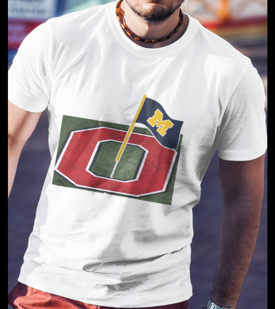 Michigan Flag Planting Ohio Rivalry Symbolic Gesture T-Shirt