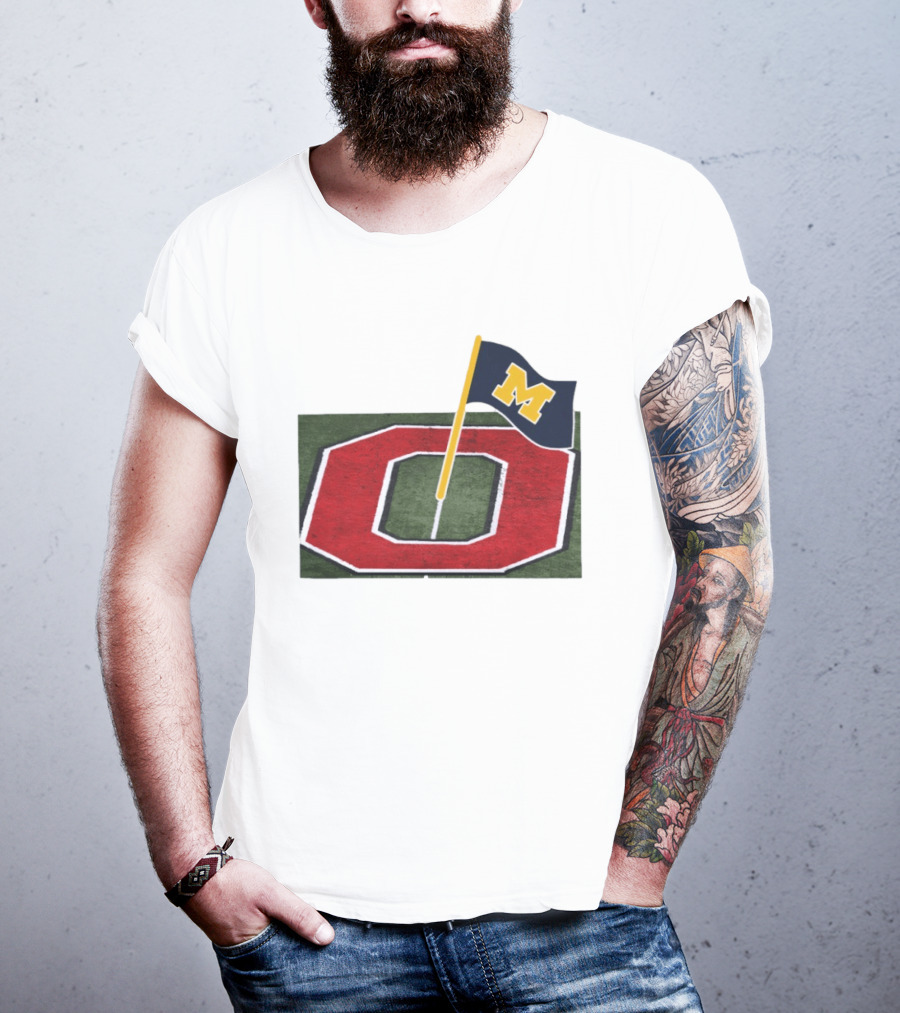 Michigan Flag Planting Ohio Rivalry Symbolic Gesture T-Shirt