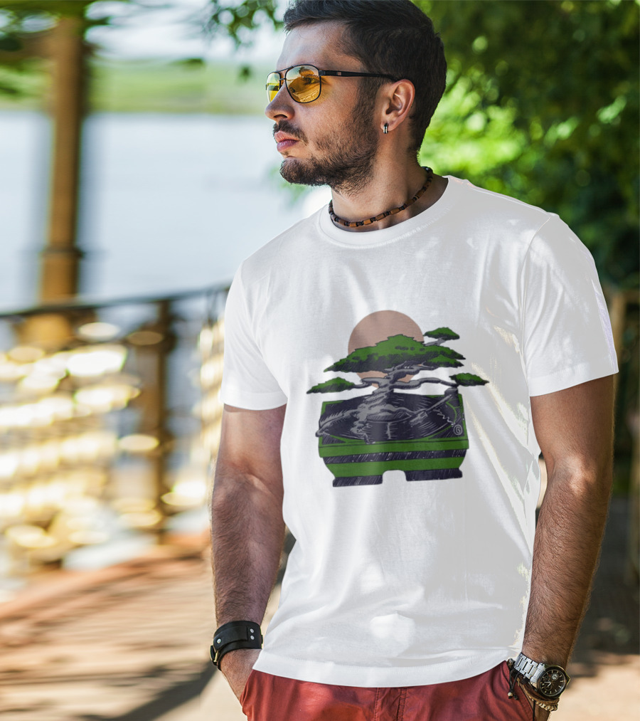 Zach Dempsey Bonsai Record Turntable Moon T-Shirt