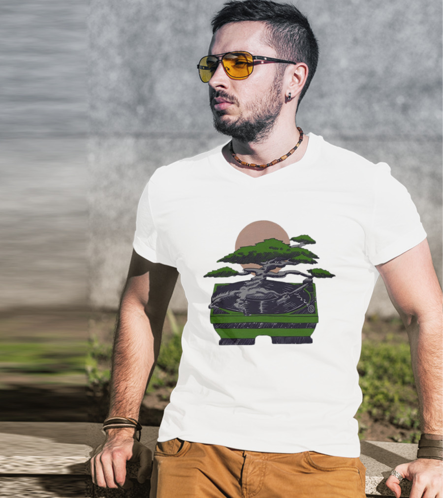 Zach Dempsey Bonsai Record Turntable Moon T-Shirt