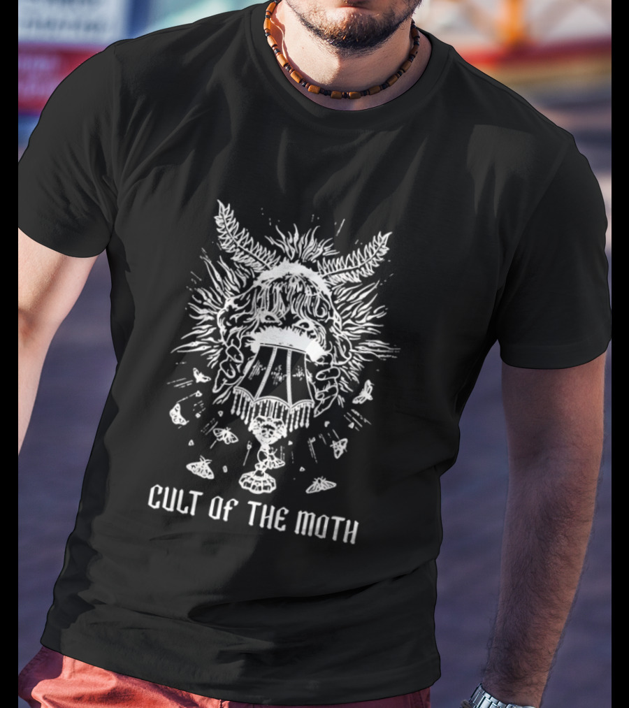 Cult Of The Moth Lamp With Moth Head And Floral Details T-Shirt