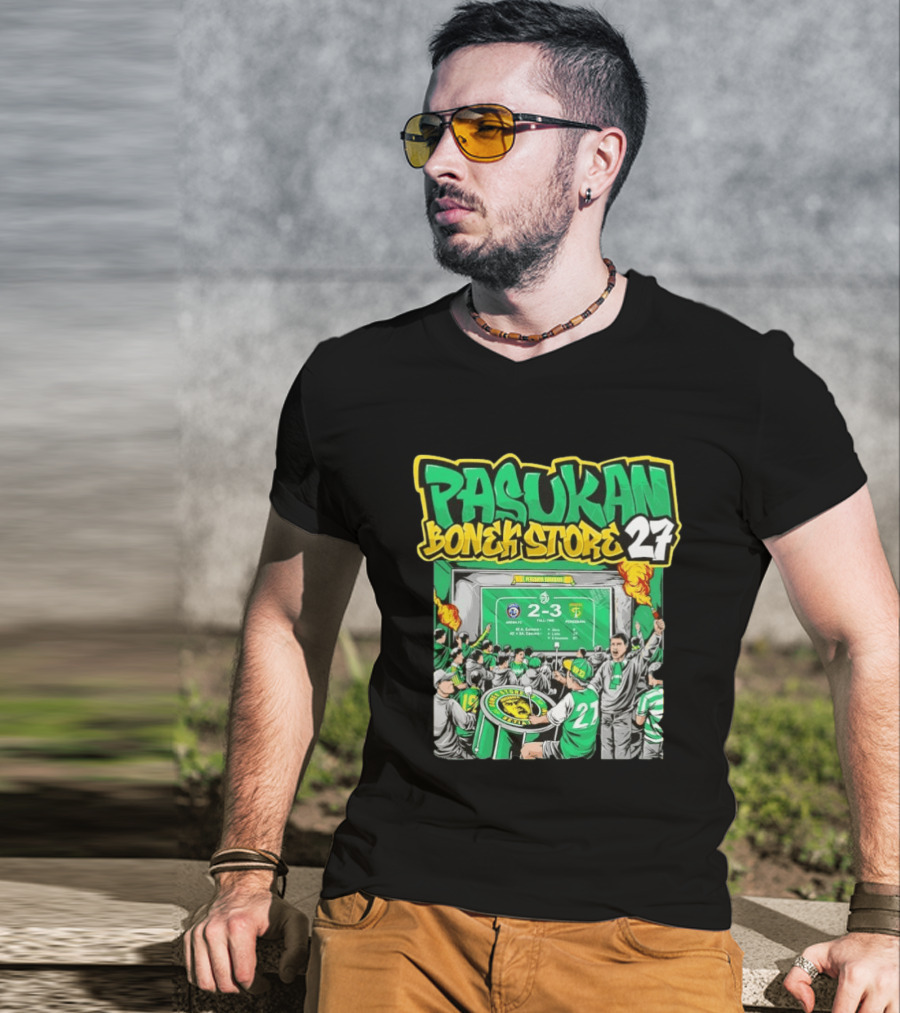 Pasukan Bonek Store 27 Persebaya Surabaya Football Fans 2 3 Match Celebration T-Shirt