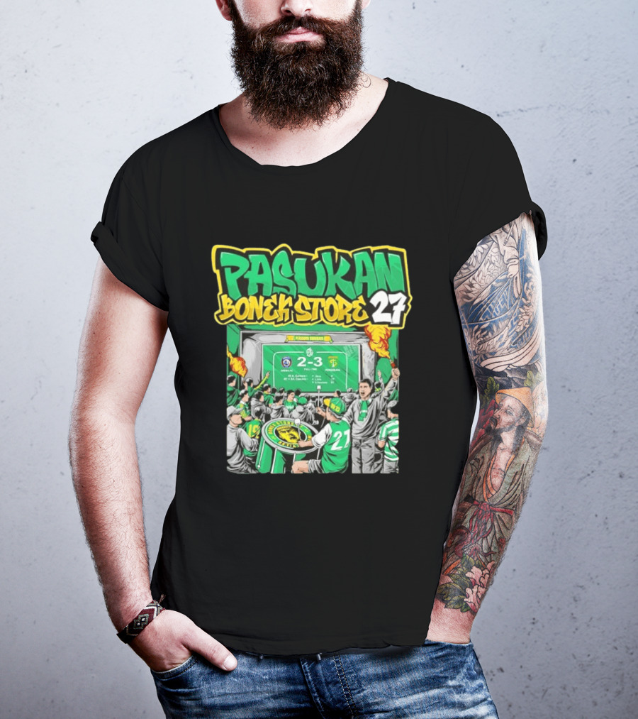 Pasukan Bonek Store 27 Persebaya Surabaya Football Fans 2 3 Match Celebration T-Shirt