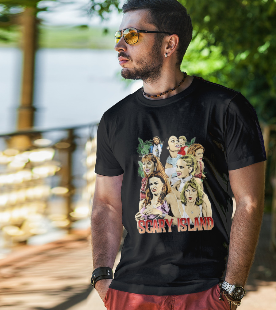 Scary Island Characters Jungle Adventure Cast Collage T-Shirt