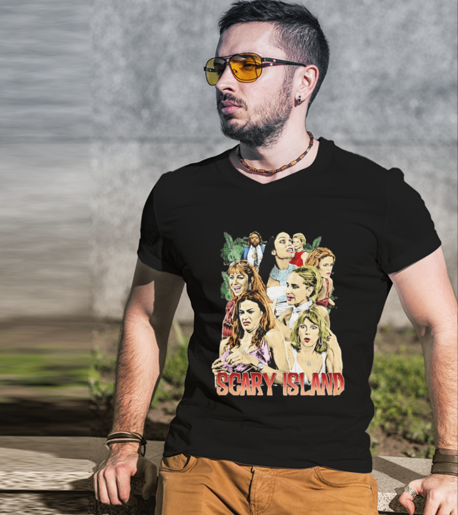 Scary Island Characters Jungle Adventure Cast Collage T-Shirt
