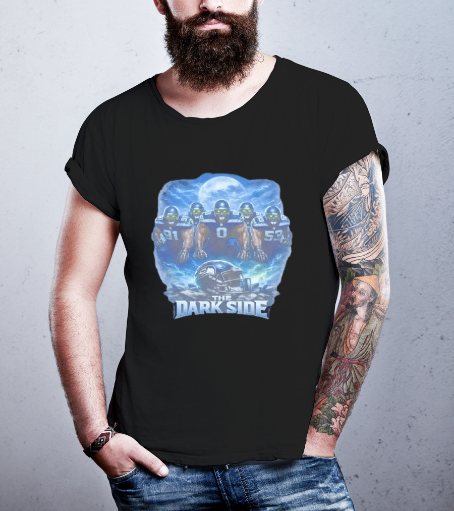 Seahawks The Dark Side Football Defense Moonlight Warrior T-Shirt