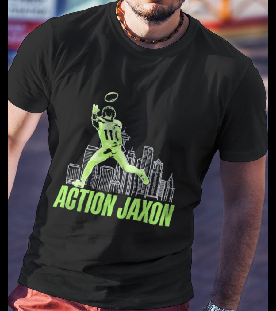 Seattle Football Jaxon Smith Njigba Action Jaxon Skyline T-Shirt