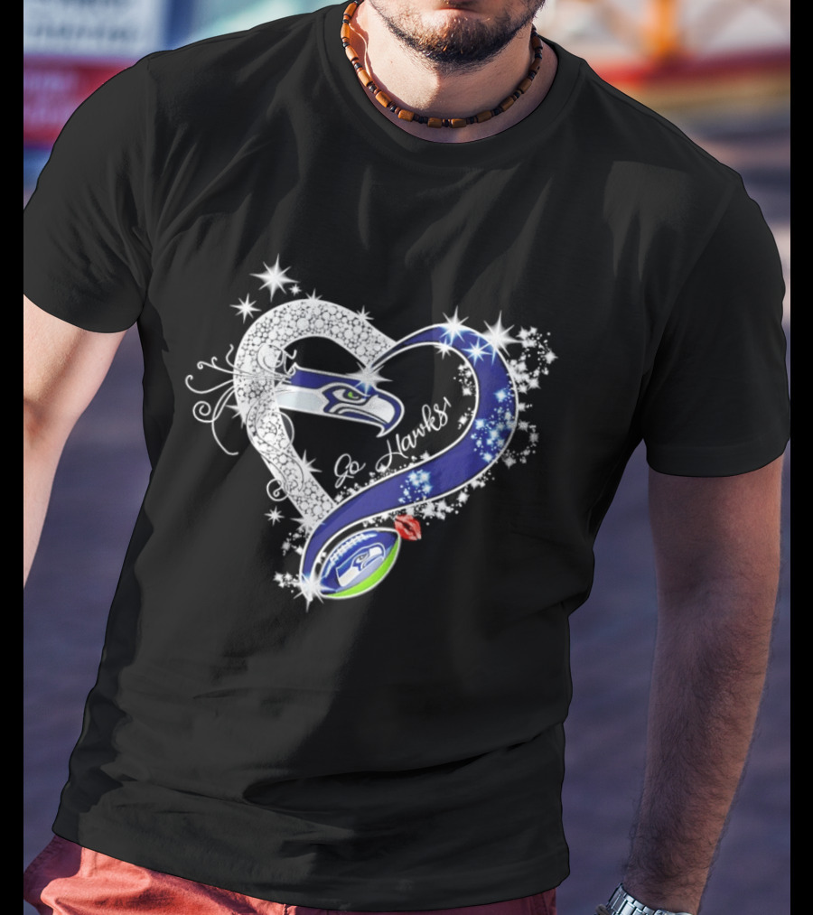 Seattle Seahawks Go Hawks Heart Stars Football Fan Love T-Shirt
