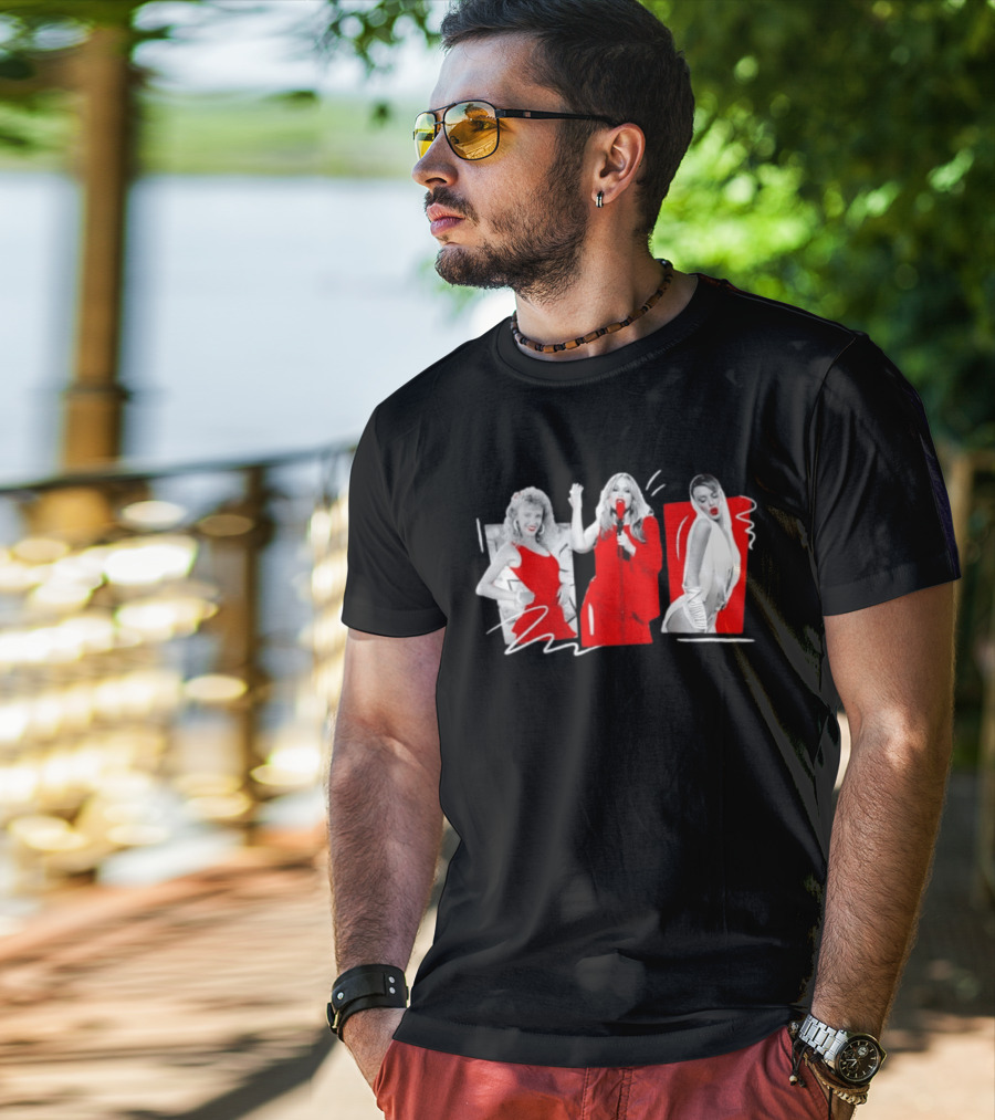 Kylie Minogue Evolution Red Outfit Collage T-Shirt