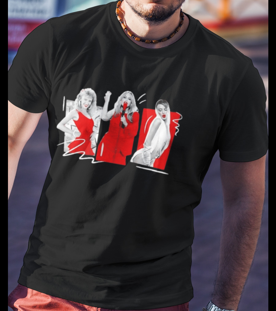 Kylie Minogue Evolution Red Outfit Collage T-Shirt