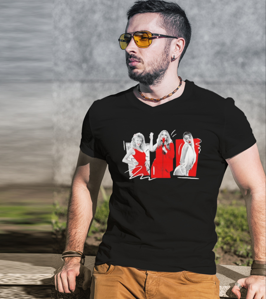 Kylie Minogue Evolution Red Outfit Collage T-Shirt