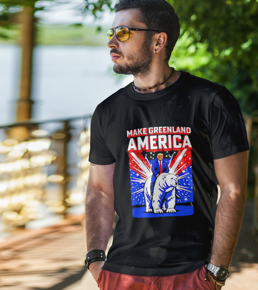Make Greenland America Trump Riding Polar Bear T-Shirt