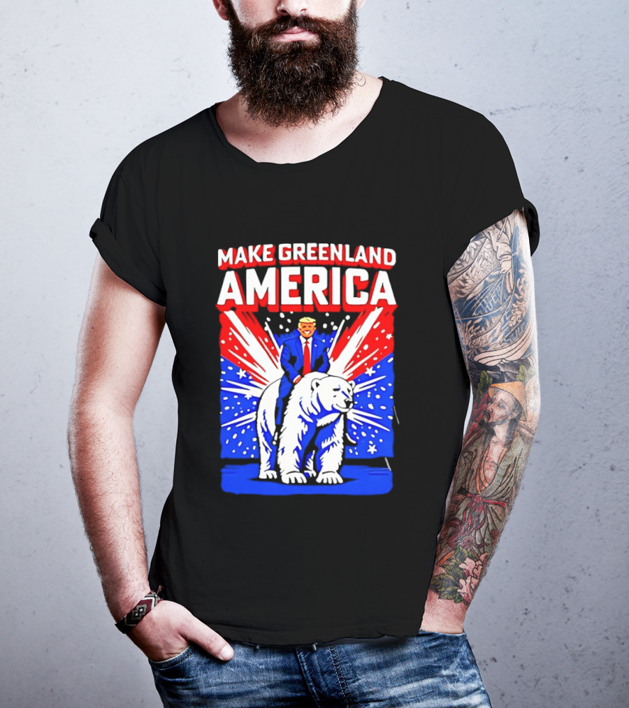 Make Greenland America Trump Riding Polar Bear T-Shirt