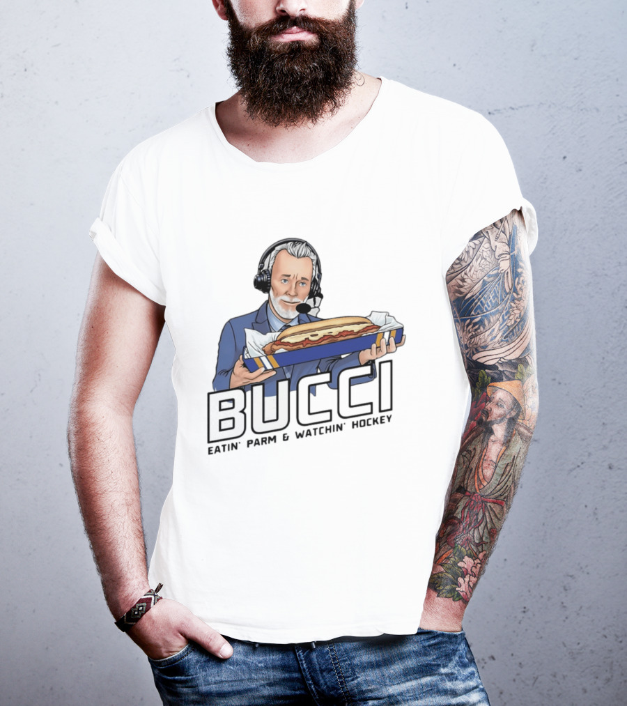 BUCCI Eatin' Parm And In' Hockey With Headset And Sub Sandwich T-Shirt