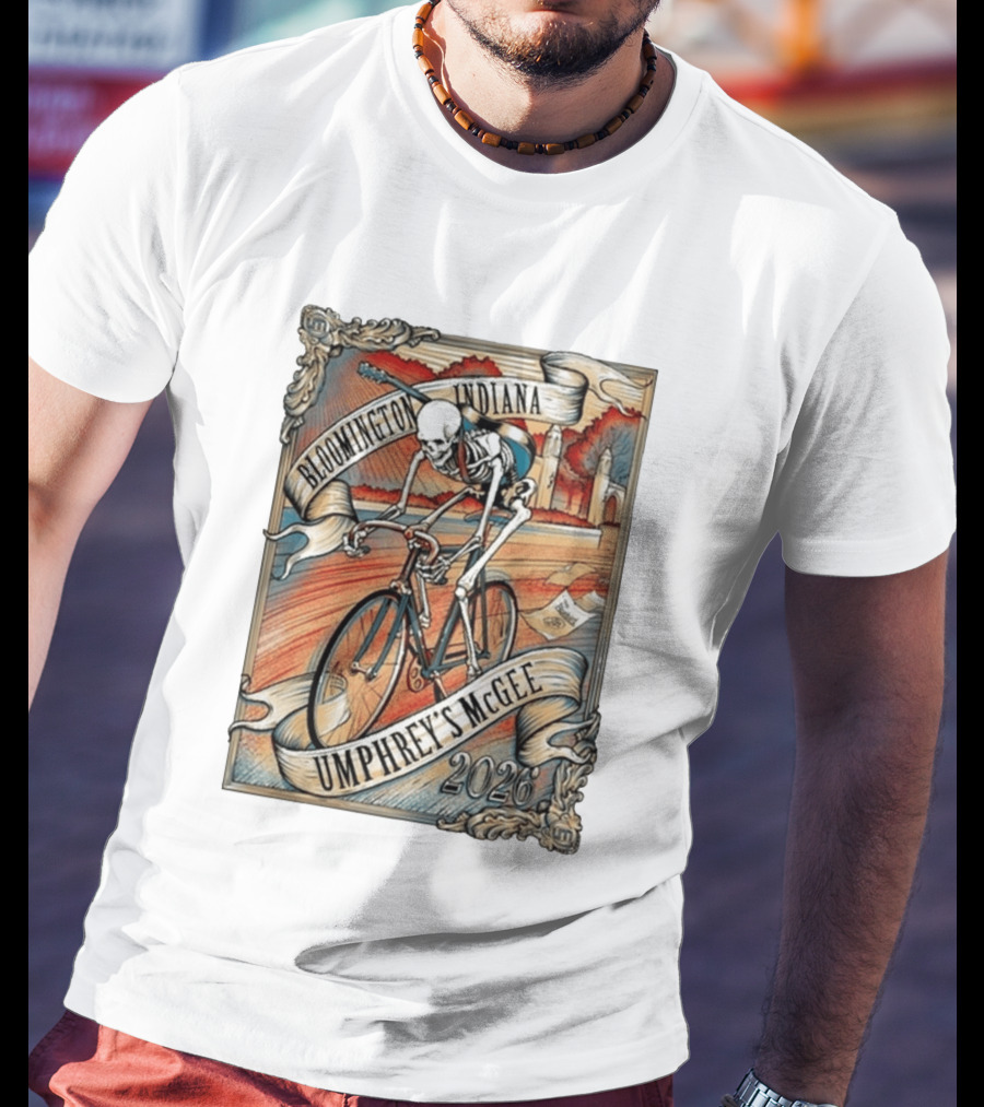 Umphrey's McGee Bloomington Indiana 2026 Skeleton Cycling T-Shirt