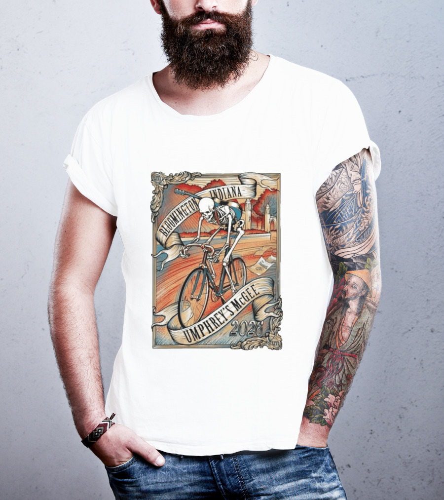 Umphrey's McGee Bloomington Indiana 2026 Skeleton Cycling T-Shirt